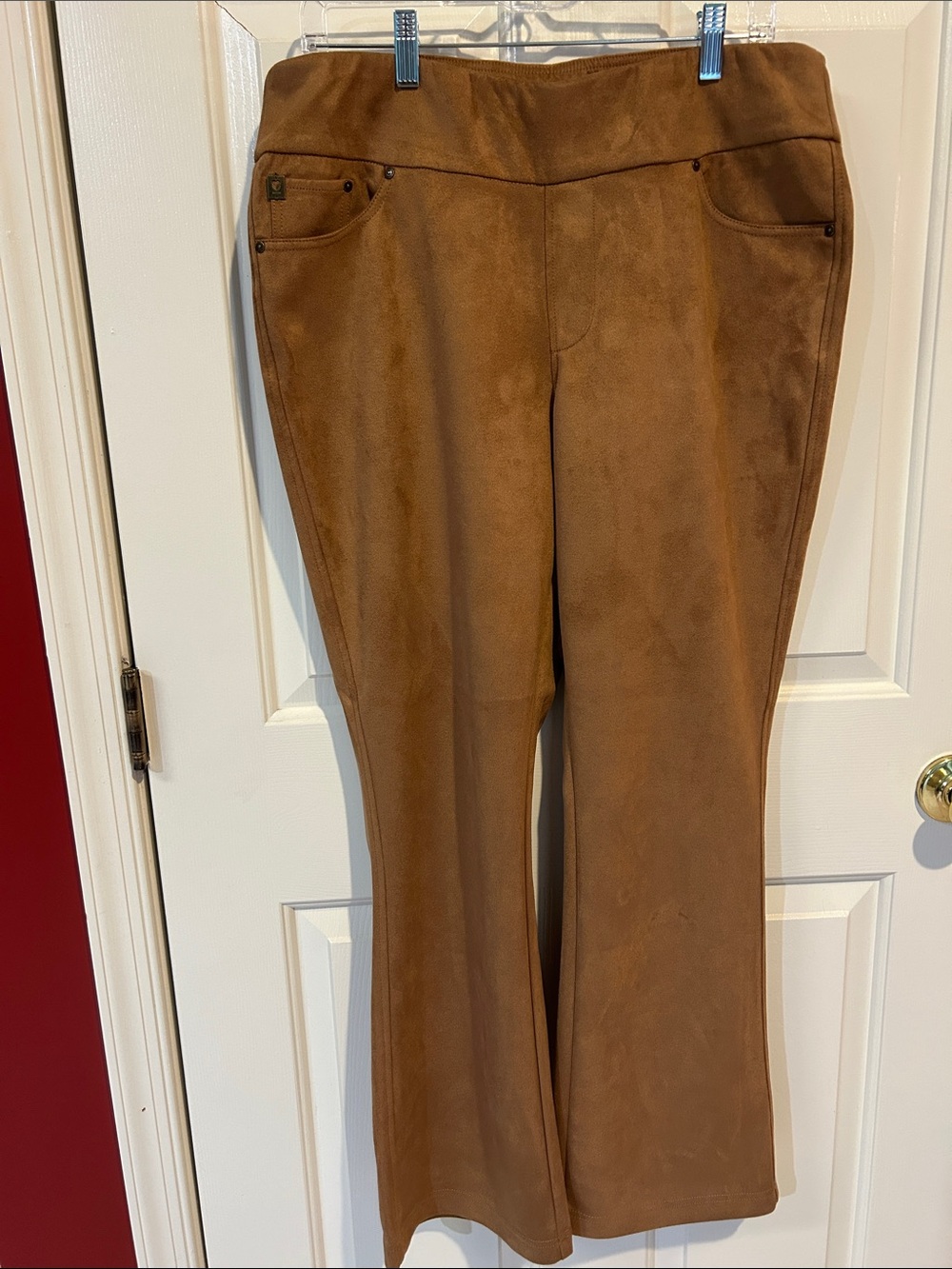 Belle by Kim Gravel Caramel Faux Suede Flare Pants